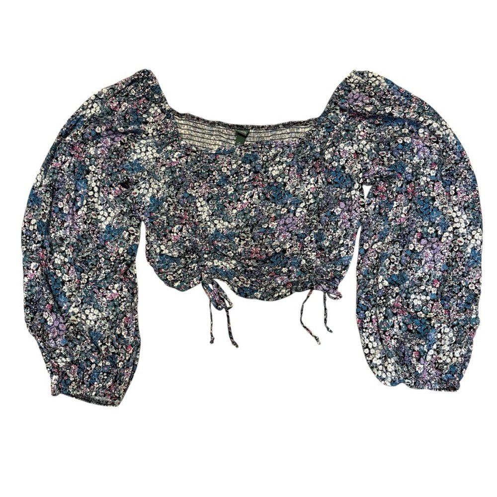 Wild Fable Size XL Cottagecore Smocked Cropped Off The Shoulder Tops Lot of 2 - Picture 4 of 12